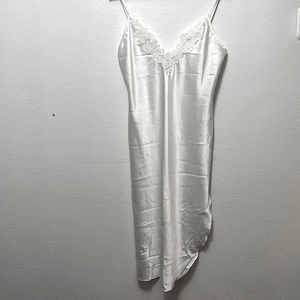 Vintage Inner Most White Beaded‎ Slip Dress With Side Slit Size Small